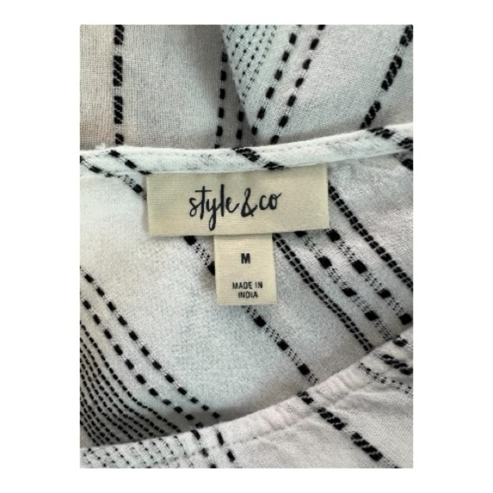 🆕 ✨ NWOT STYLE & CO Women’s White & Black Striped Cotton Jumpsuit | Size M - Picture 10 of 13